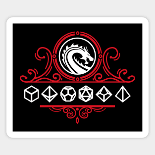 Polyhedral Dice and Dragons Red Tabletop RPG Magnet